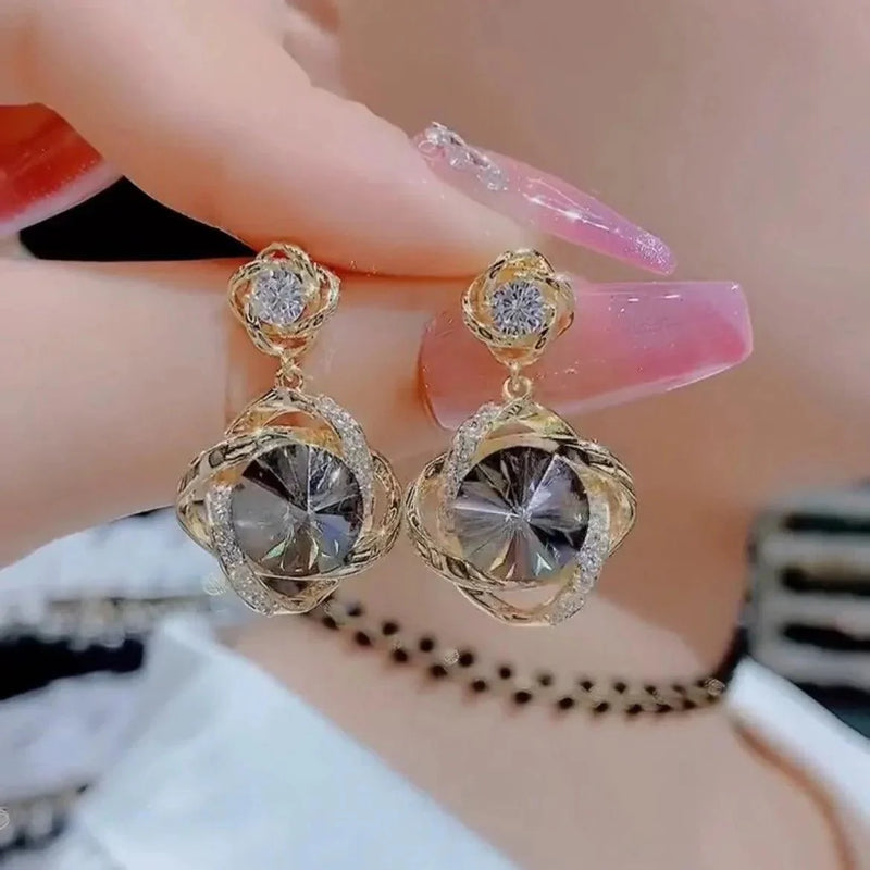 Brincos de Cristal Champanhe. - LGF