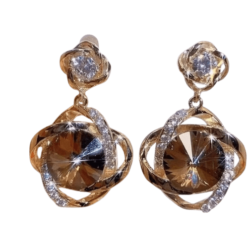 Brincos de Cristal Champanhe. - LGF