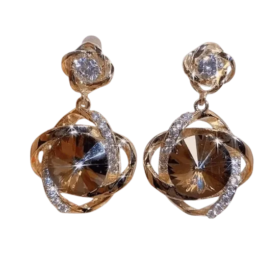 Brincos de Cristal Champanhe.