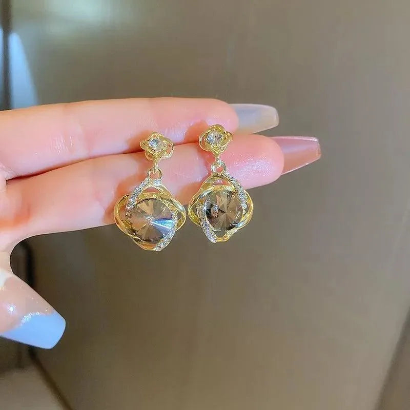 Brincos de Cristal Champanhe.