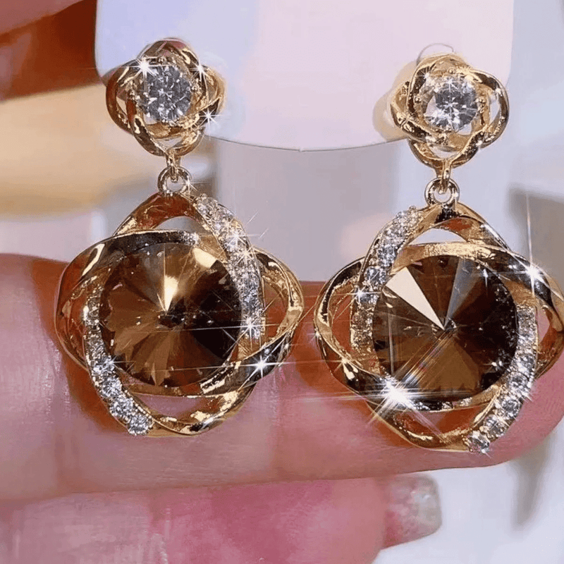 Brincos de Cristal Champanhe. - LGF