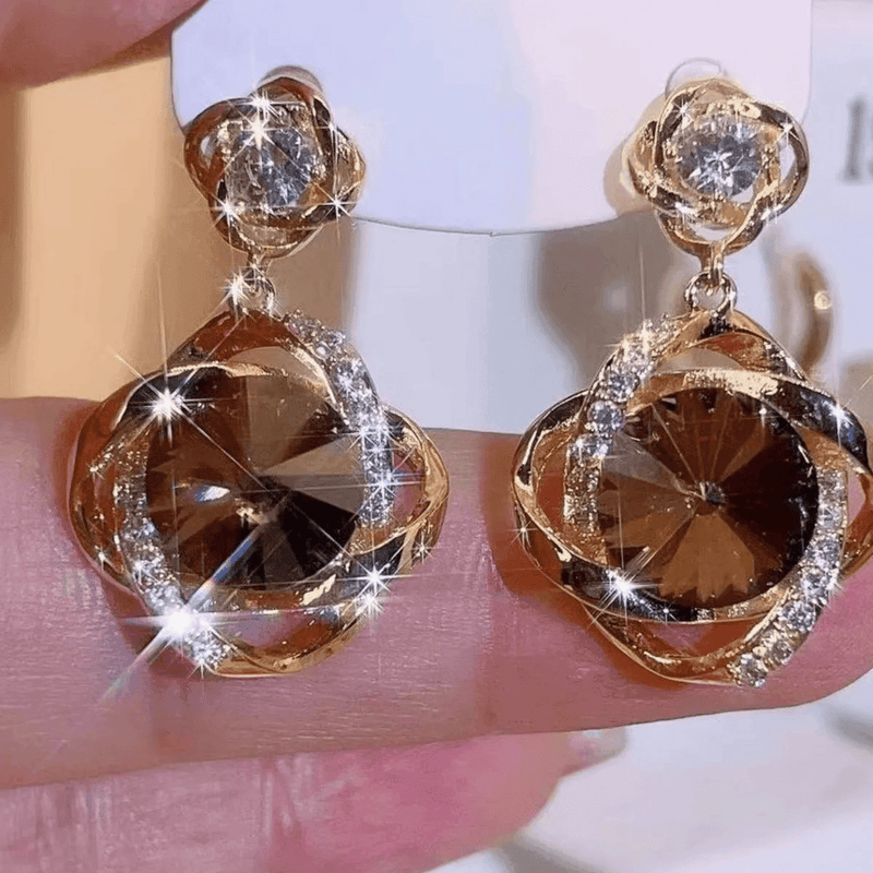 Brincos de Cristal Champanhe. - LGF