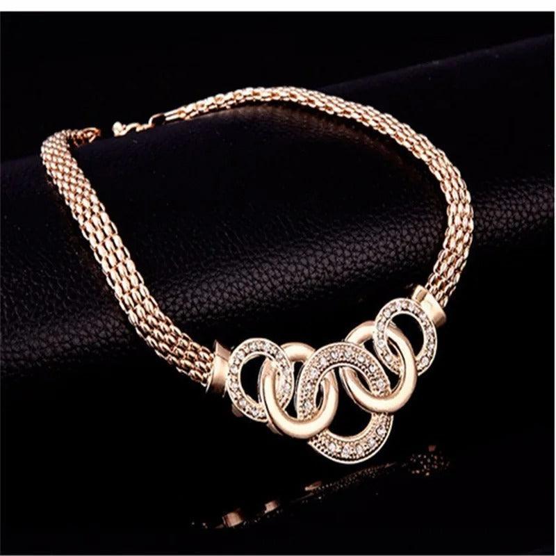 Colar Brincos Pulseira Anel 4 Peças. - LGF