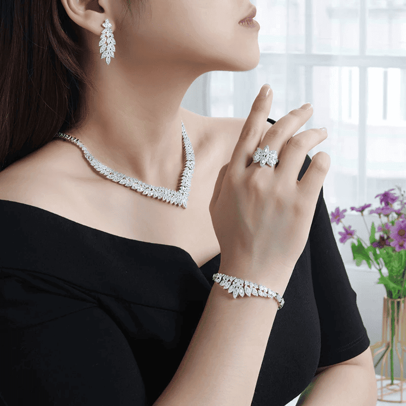 Conjunto de Joias de Noiva com Zircônia Cúbica. - LGF