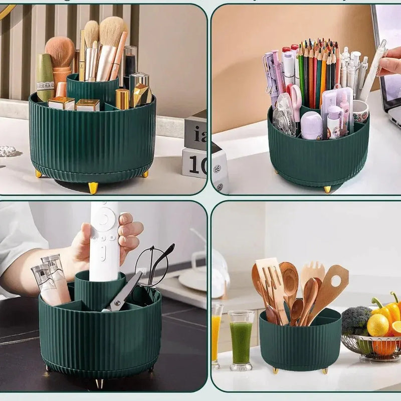 Organizador de Pincéis de Maquiagem com Rotação 360°.